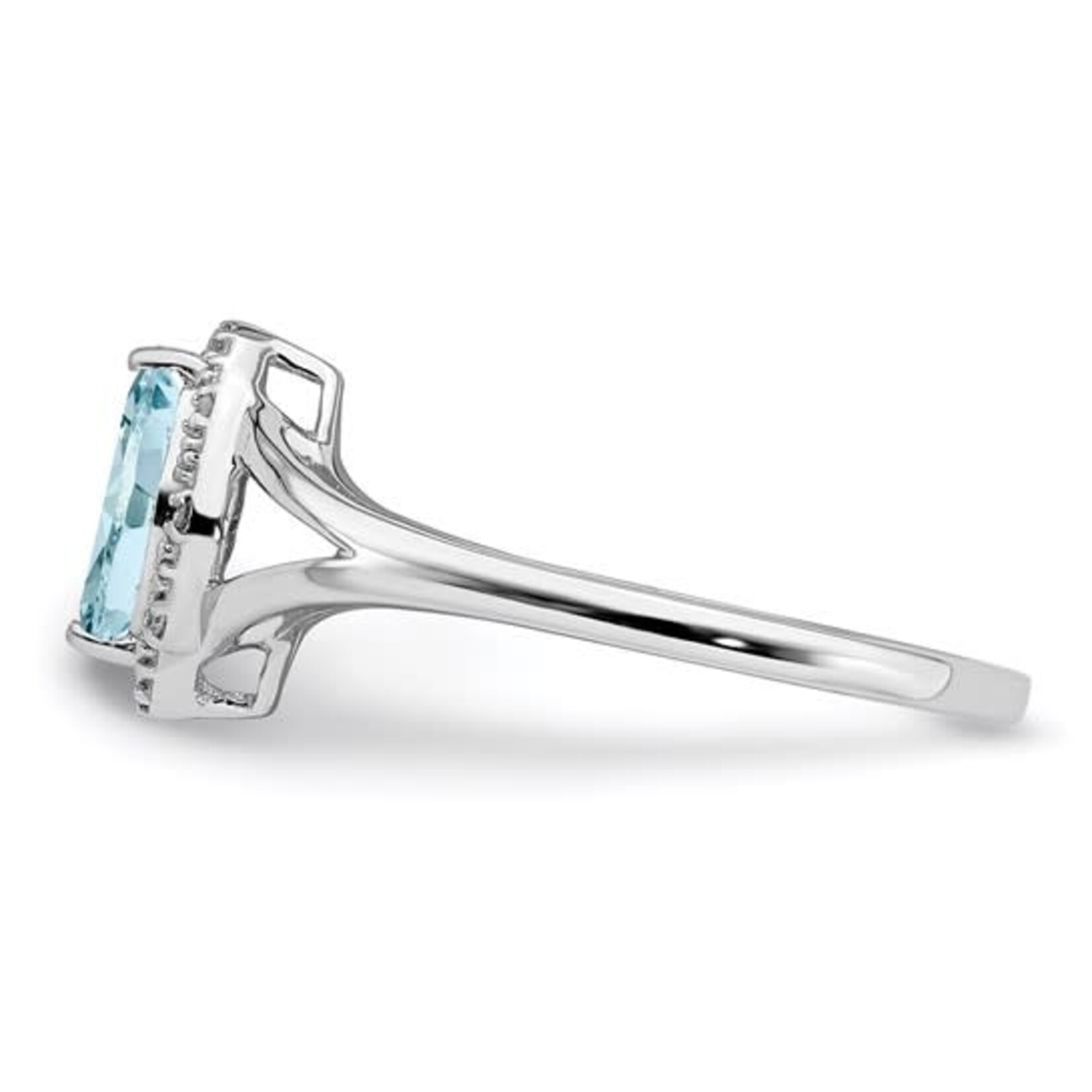 Sterling Silver Aquamarine & Diamond Marquise Ring