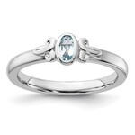 Sterling Silver Oval Aquamarine Stackable Ring