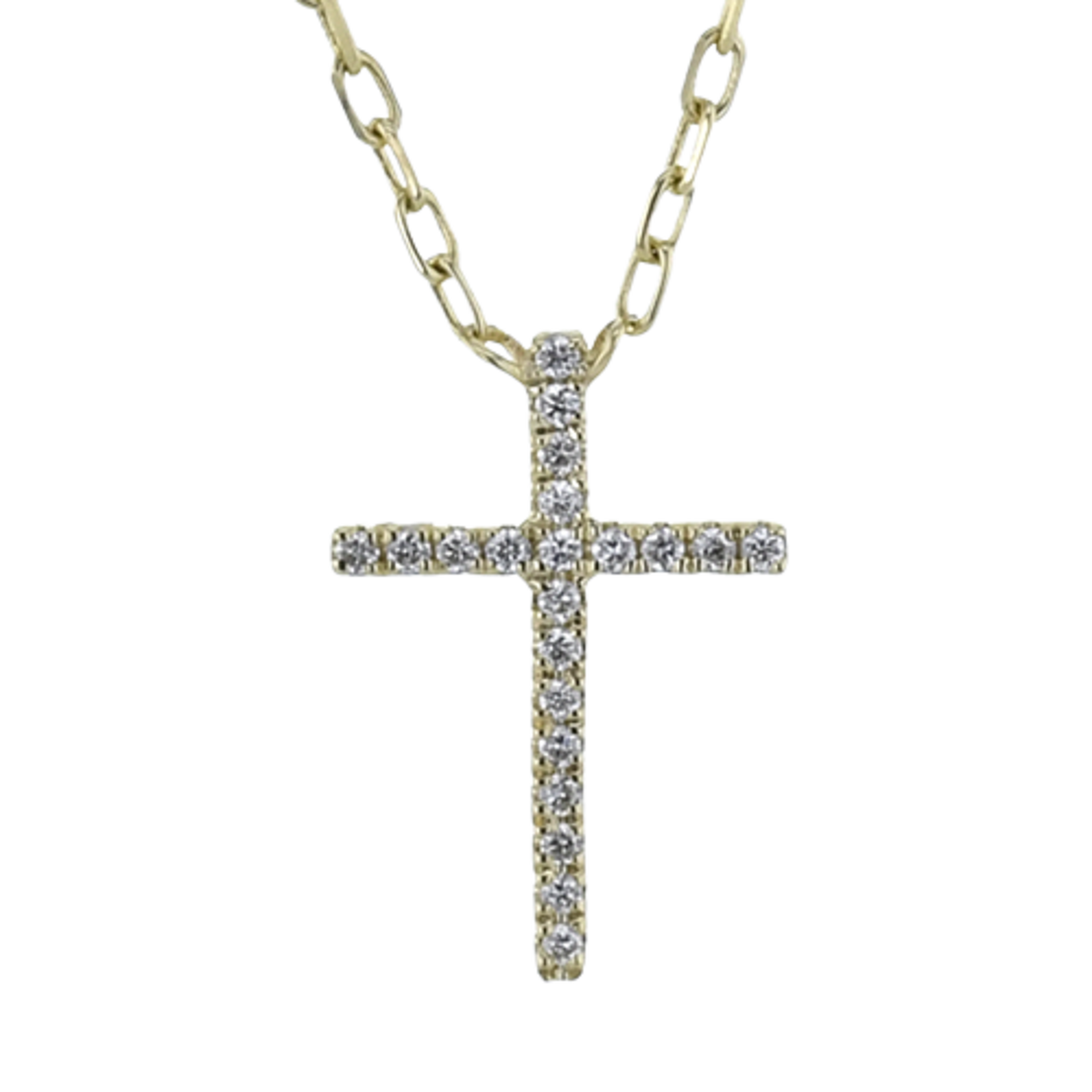 Zeghani 14 Karat Yellow Gold Diamond Cross Necklace