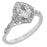 Zeghani 14 Karat White Gold Diamond Halo Twist Ring