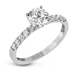 Zeghani 14 Karat White Gold Diamond Prong Set Engagement Ring