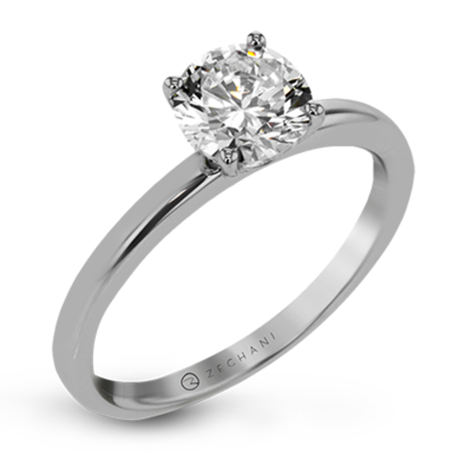 Zeghani 14 Karat White Gold Solitaire Engagement Ring