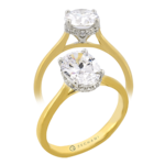 Zeghani 14 Karat Two-Tone Gold Halo Diamond Oval Engagement Ring