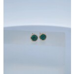 14 Karat Yellow Gold Emerald Bezel set Round studs