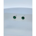 14 Karat White Gold Emerald Bezel set Round studs