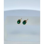 18 Karat Yellow Gold Emerald Prong set Oval  studs