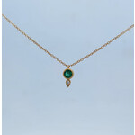 14 Karat Yellow Gold Natural Emerald & Diamond Pendant
