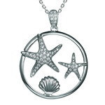 Alamea Sterling Silver Cubic Zirconia Sea Life Necklace