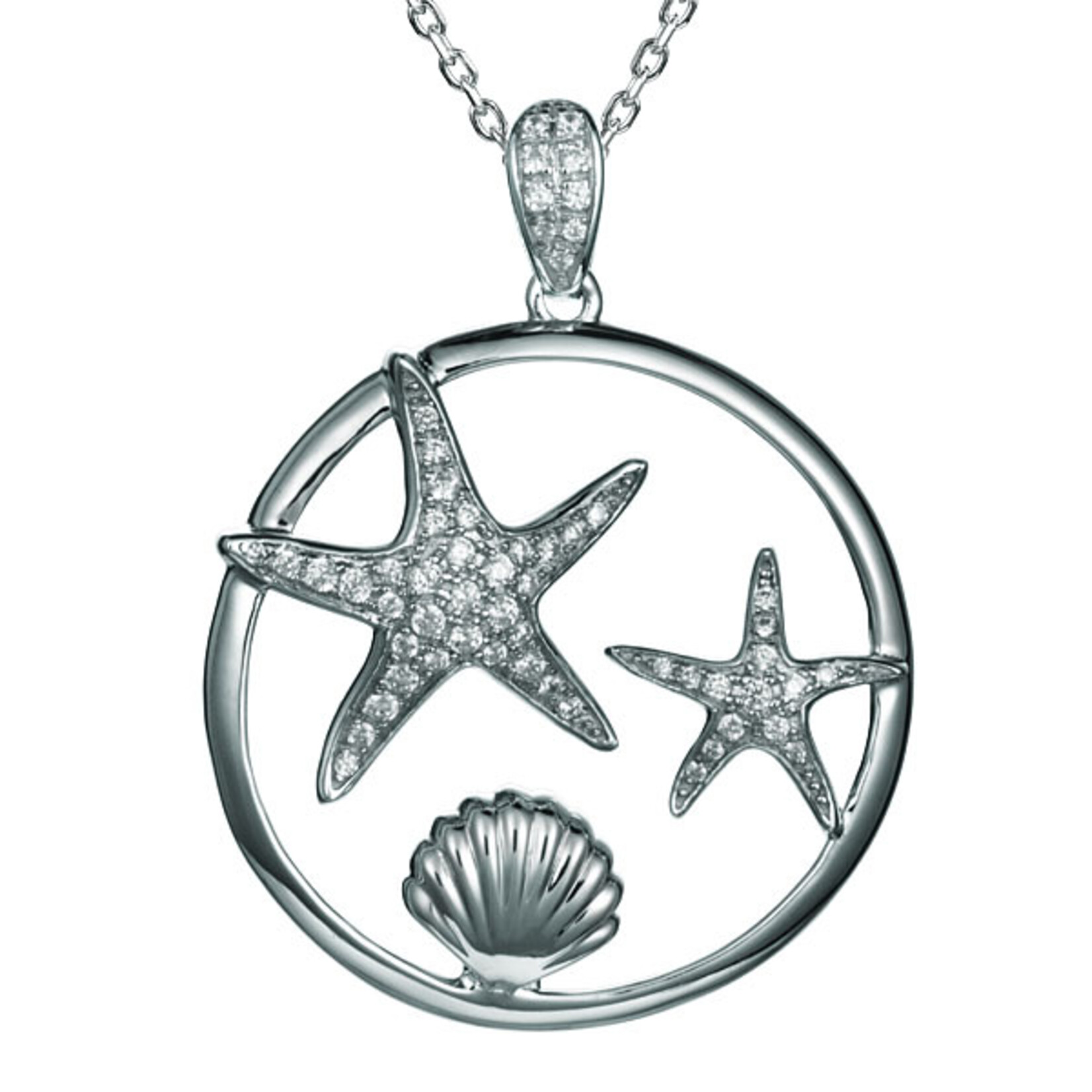 Alamea Sterling Silver Cubic Zirconia Sea Life Necklace