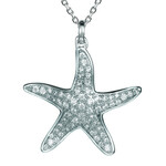 Alamea Sterling Silver Cubic Zironia Pave Starfish Necklace