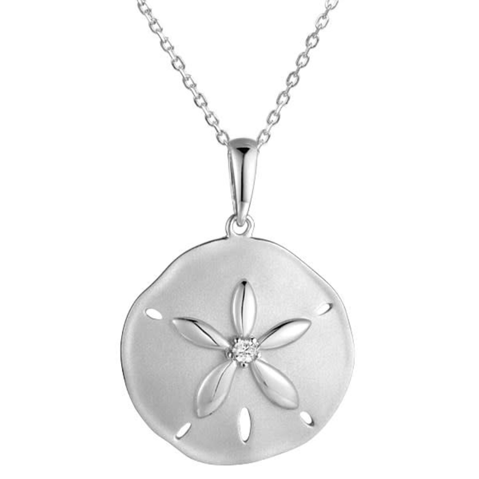 Alamea Sterling Silver Cubic Zirconia Sand Dollar Necklace