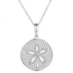 Alamea Sterling Silver Pave Cubic Zirconia Sand Dollar Necklace