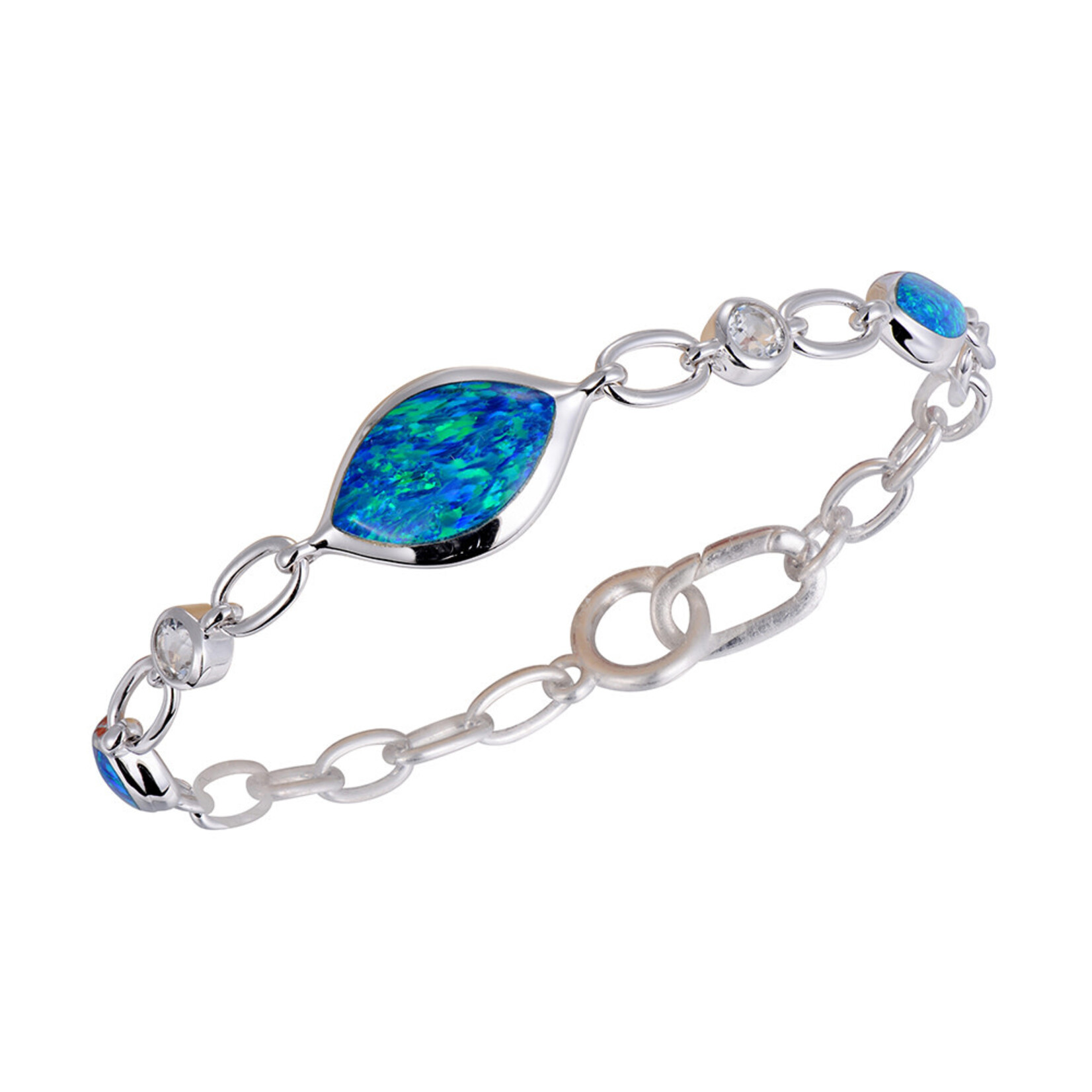 Alamea Alamea  Sterling Silver open link Opal Bracelet