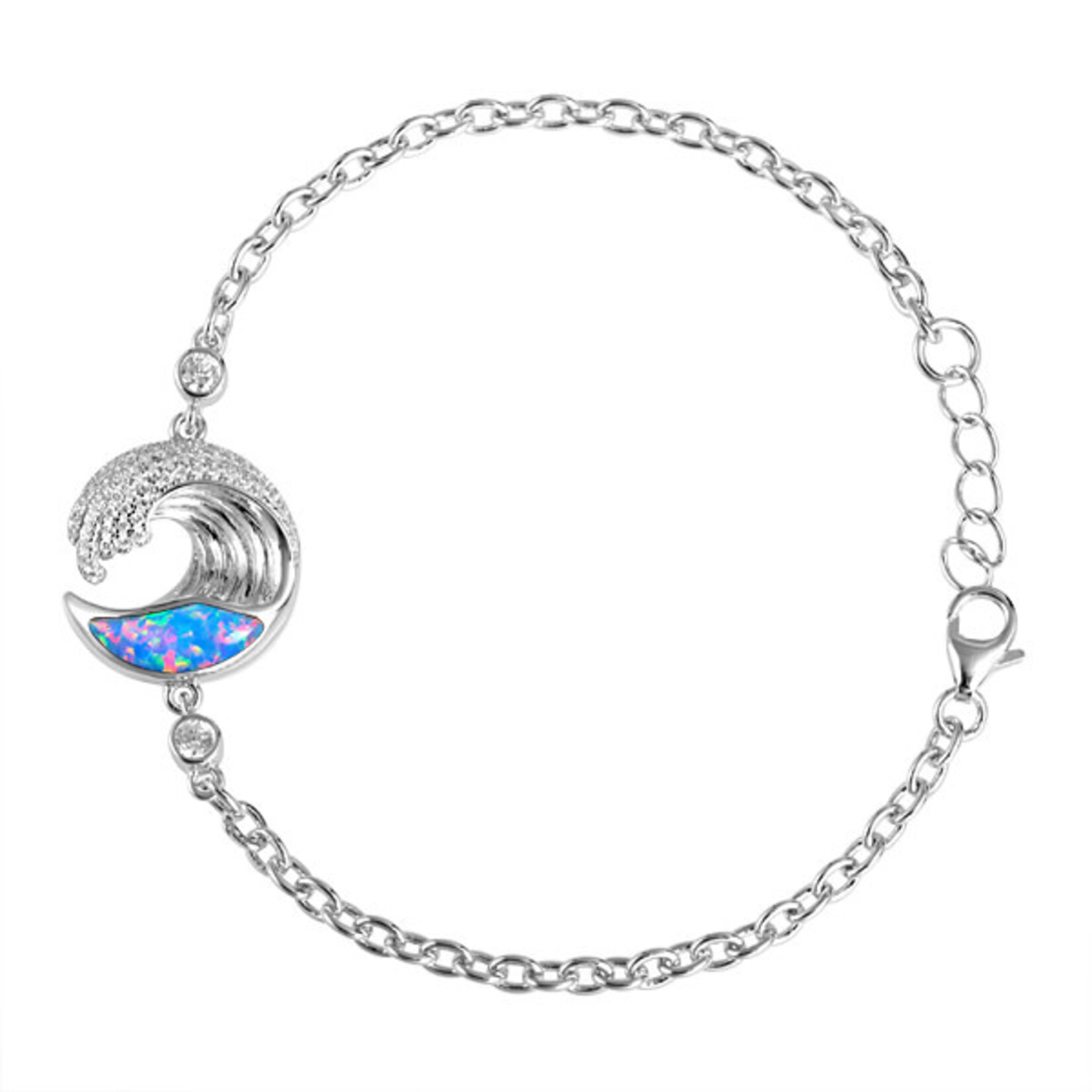 Alamea Alamea Sterling Silver Opal Wave Bracelet with pavé  CZs