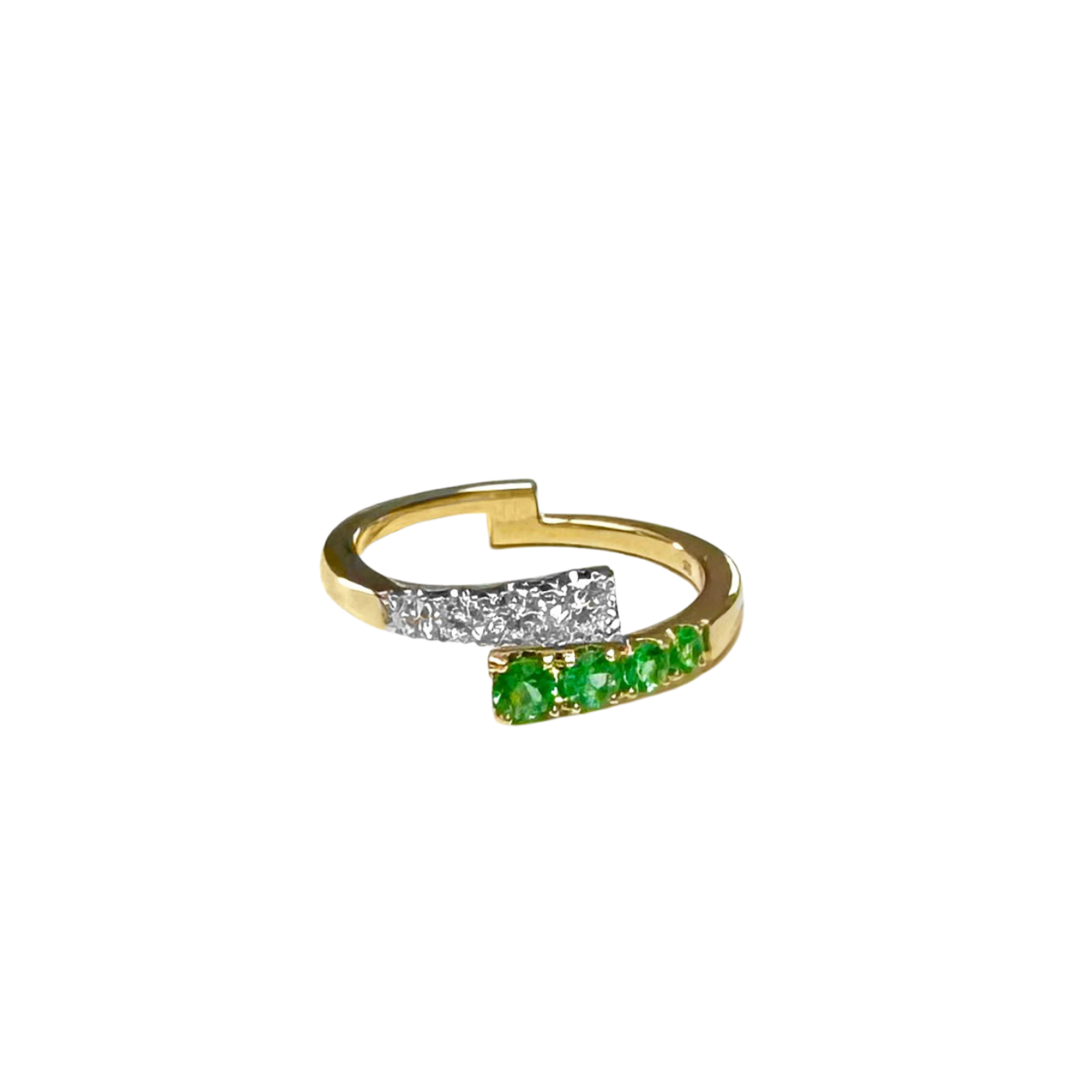 Frederic Sage Frederick Sage 14K 2-Tone Ladies Natural Emerald and Diamond Ring