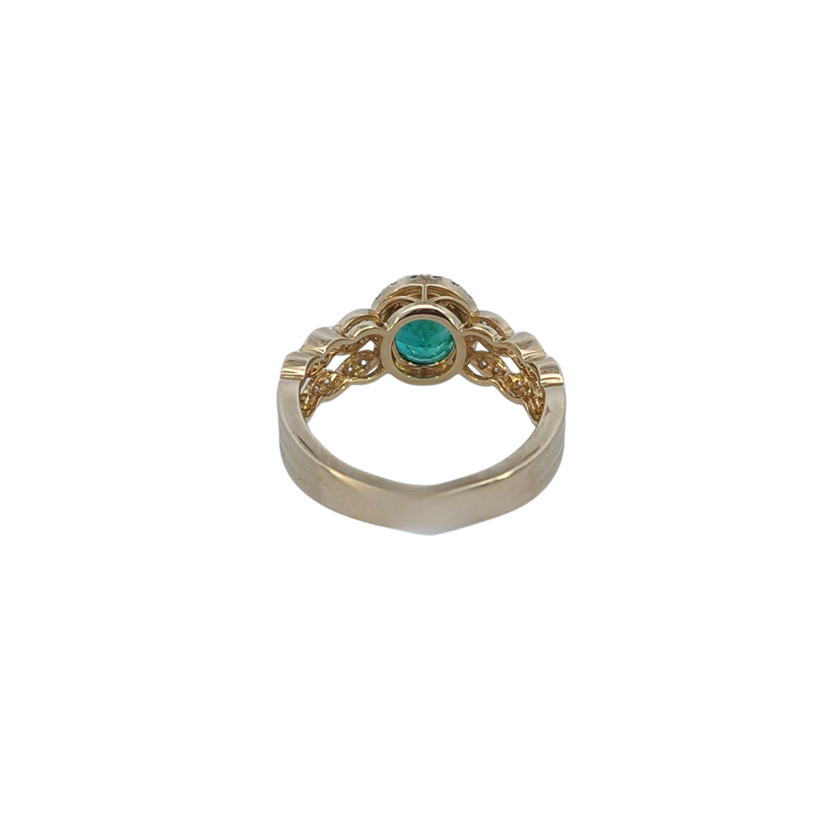 14 Karat Yellow Gold  Emerald and Diamond Ring