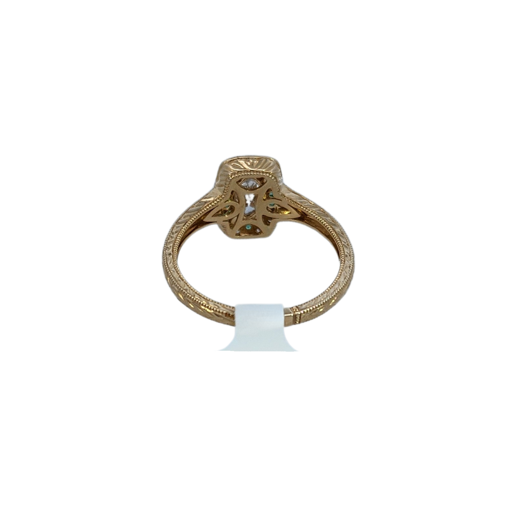 Antique-Style 14 Karat Yellow Gold  Emerald and Diamond Ring