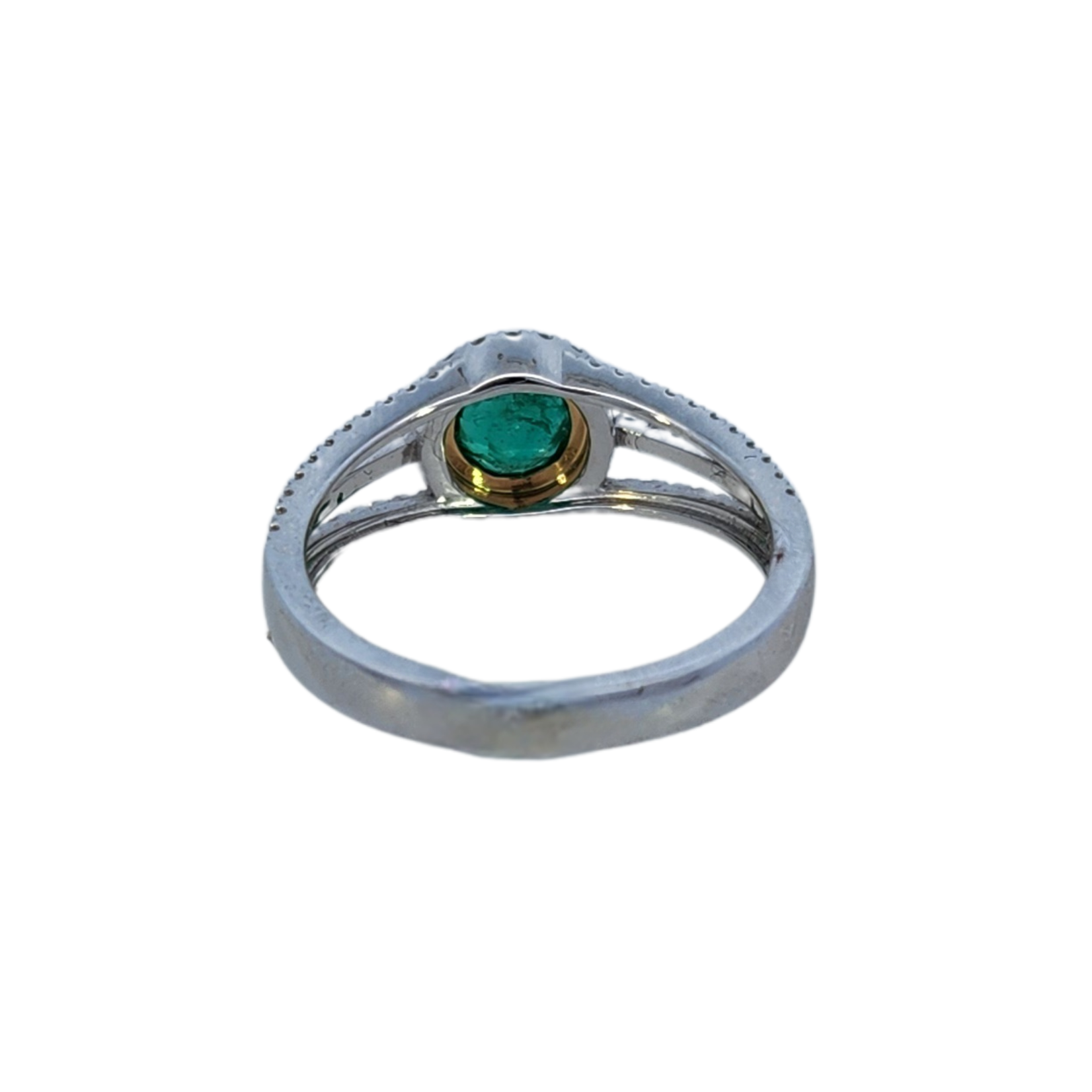 14 Karat White and Yellow Gold Emerald and Diamond Ring