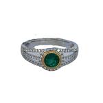 14 Karat White and Yellow Gold Emerald and Diamond Ring