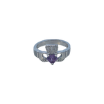 Sterling Silver Imitation Alexandrite Claddagh Ring