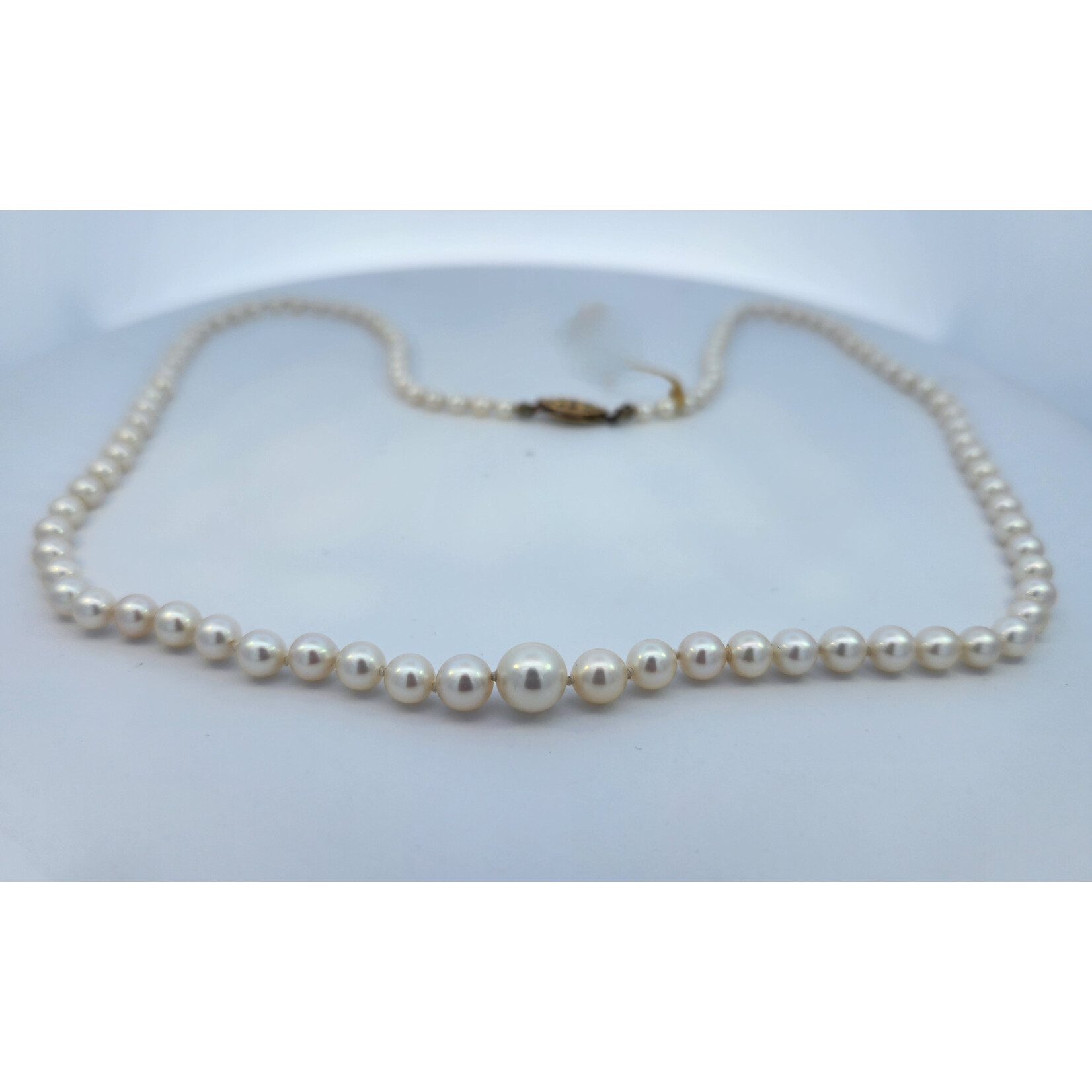 19" Graduated Cultured Pearl Necklace with 14 Karat  Gold clasp