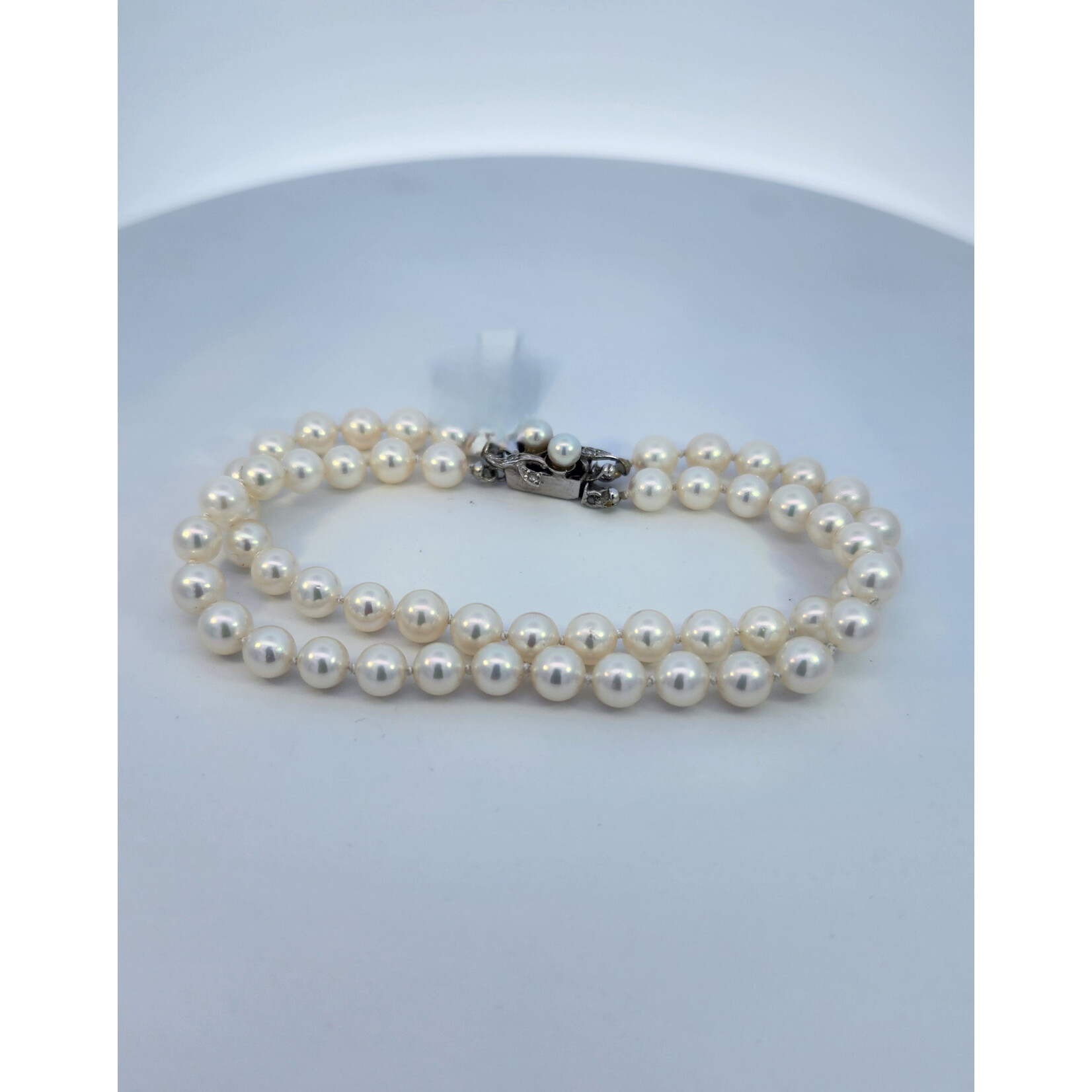6 mm Double Strand Pearl Bracelet with 14 Karat White Gold Clasp