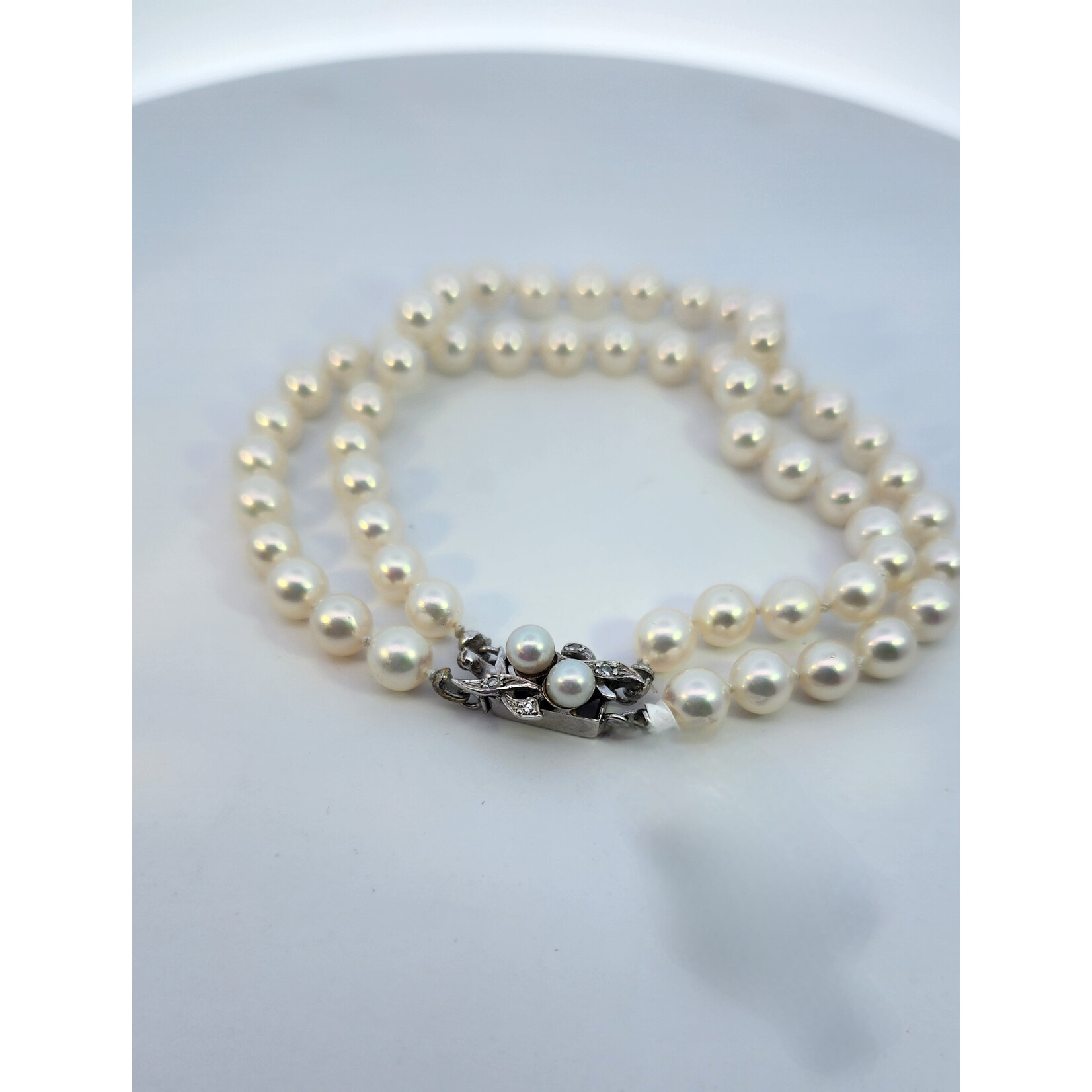 6 mm Double Strand Pearl Bracelet with 14 Karat White Gold Clasp