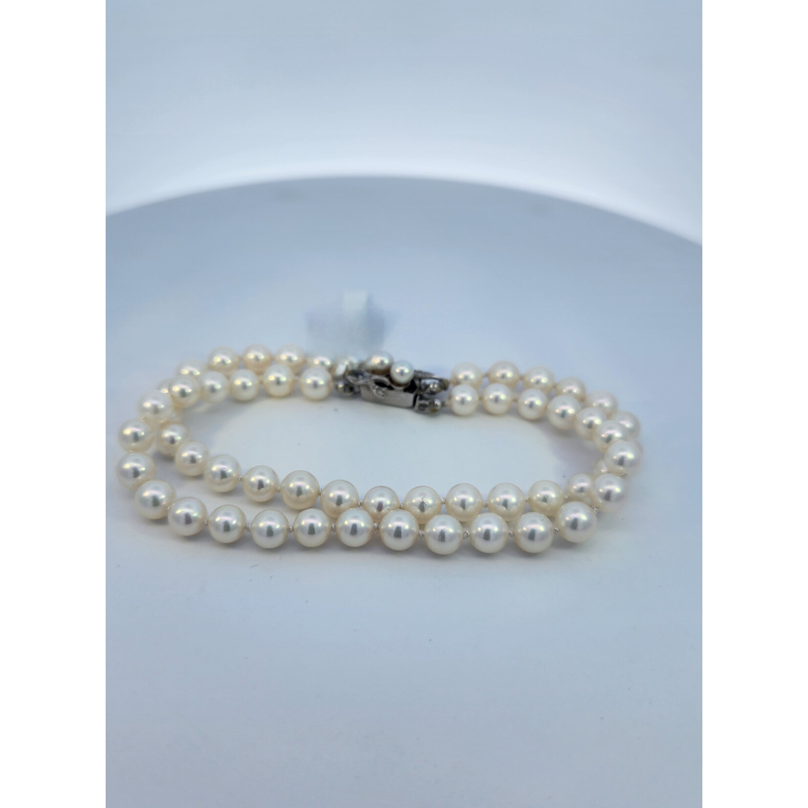 6 mm Double Strand Pearl Bracelet with 14 Karat White Gold Clasp