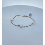 14 Karat Yellow Gold Pearl Station Bracelet