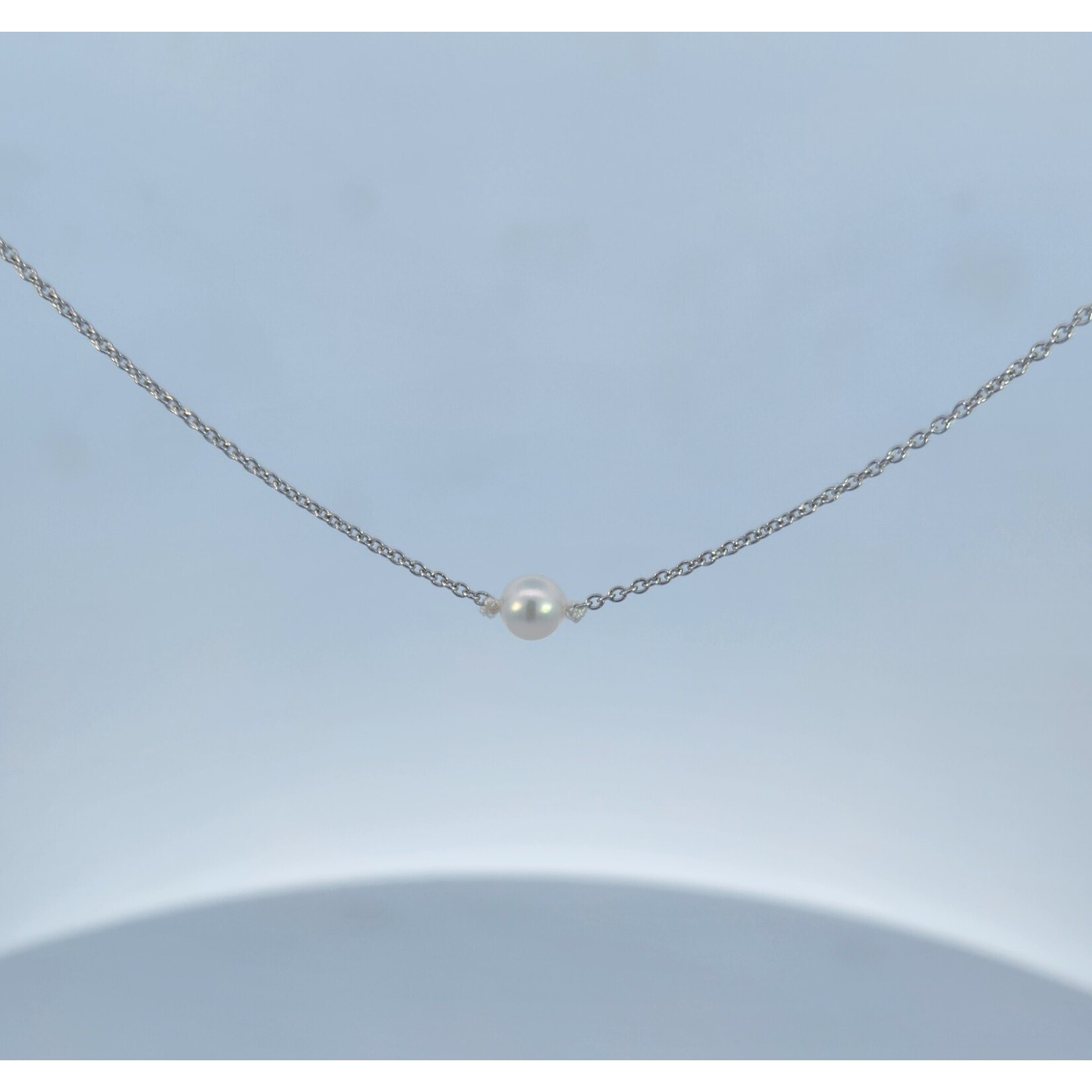 14 Karat White Gold Chain with 5 mm Add-A-Pearl Necklace