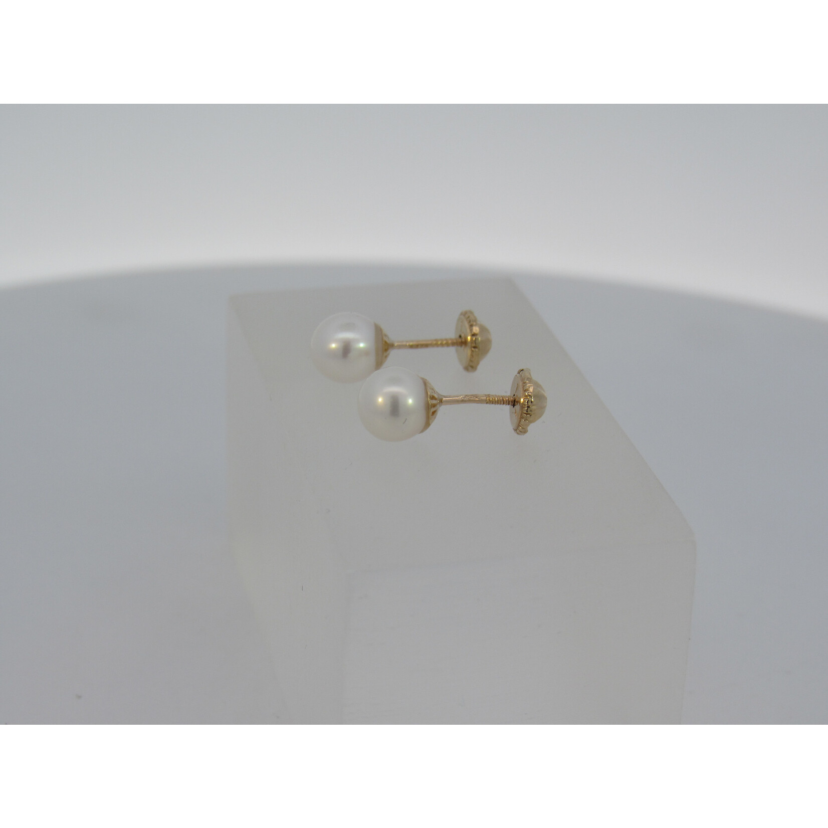 14 Karat Yellow Gold Pearl Studs with Screw Backs