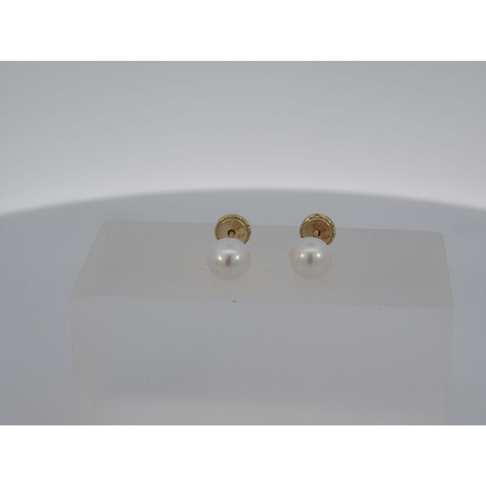 14 Karat Yellow Gold Pearl Studs with Screw Backs