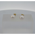 18 Karat Yellow Gold 8 mm Akoya Pearl Studs