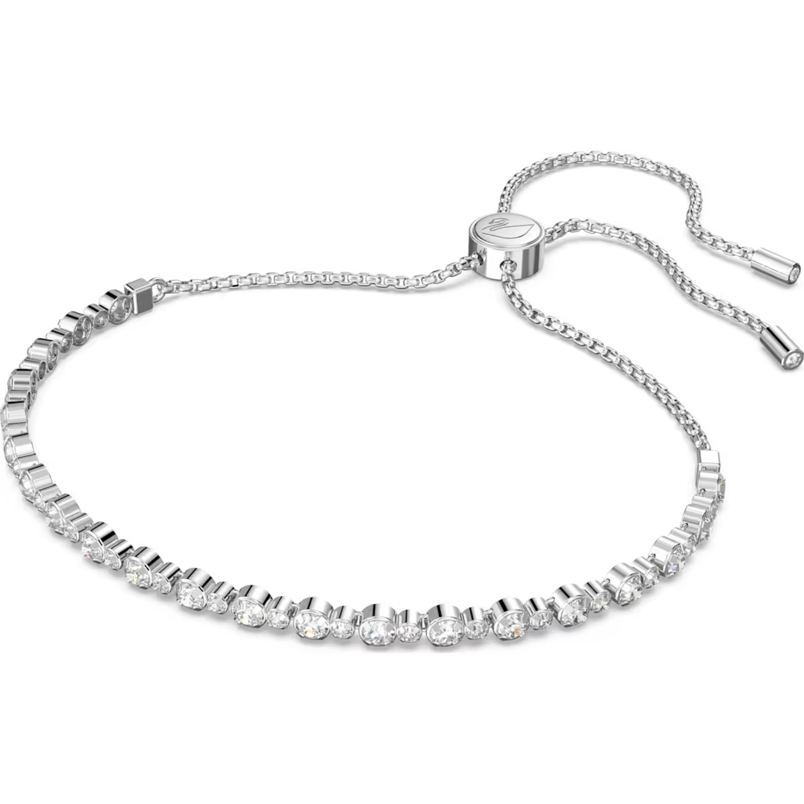 Swarovski Subtle Trilogy Tennis bracelet, Round cut, White, Rhodium plated