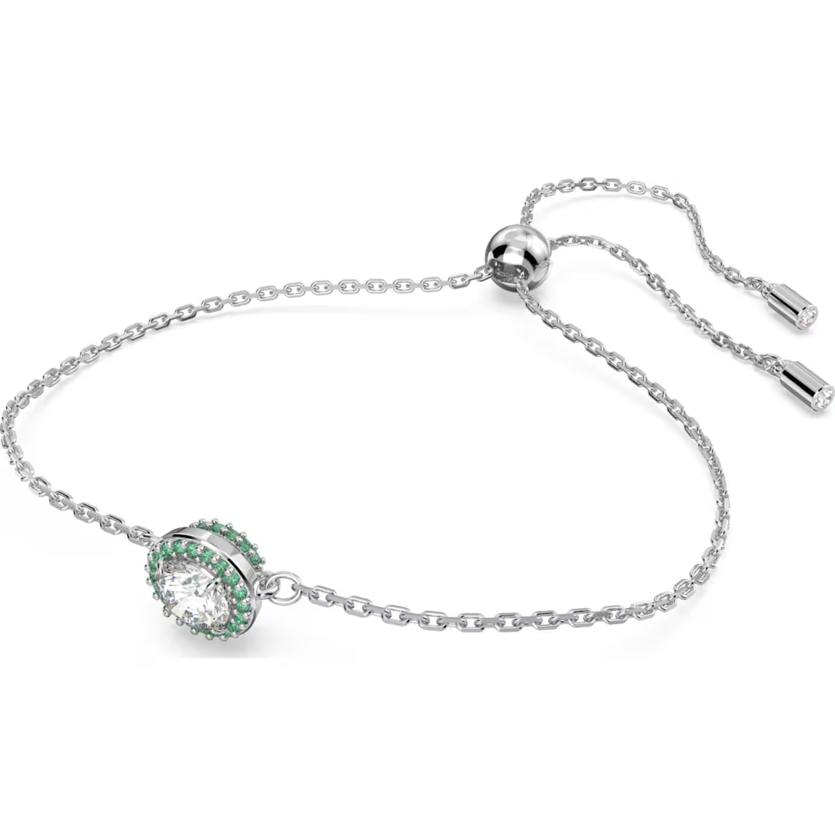 Swarovski Una Angelic Bracelet Round cut, White & Green, Rhodium plated