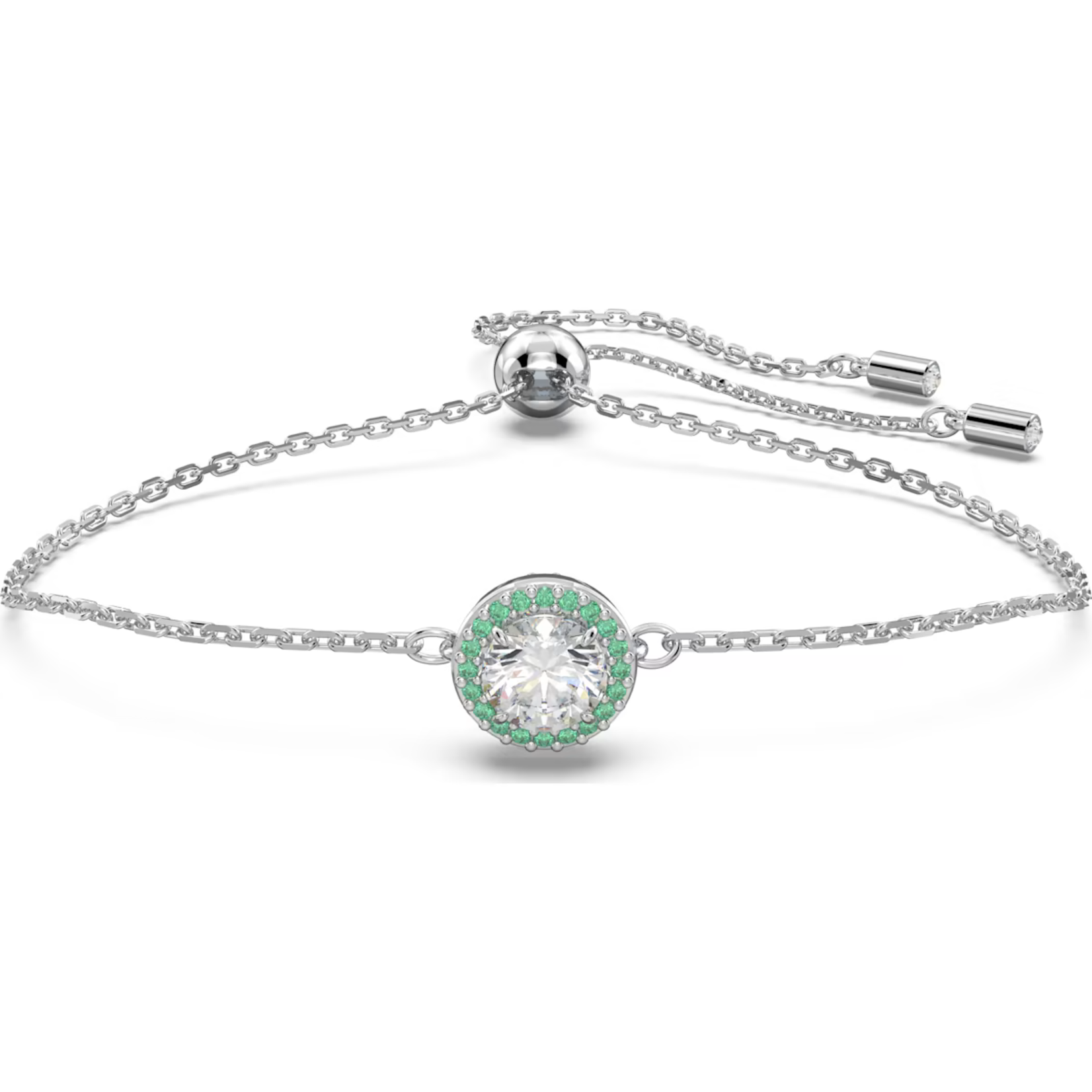Swarovski Una Angelic Bracelet Round cut, White & Green, Rhodium plated
