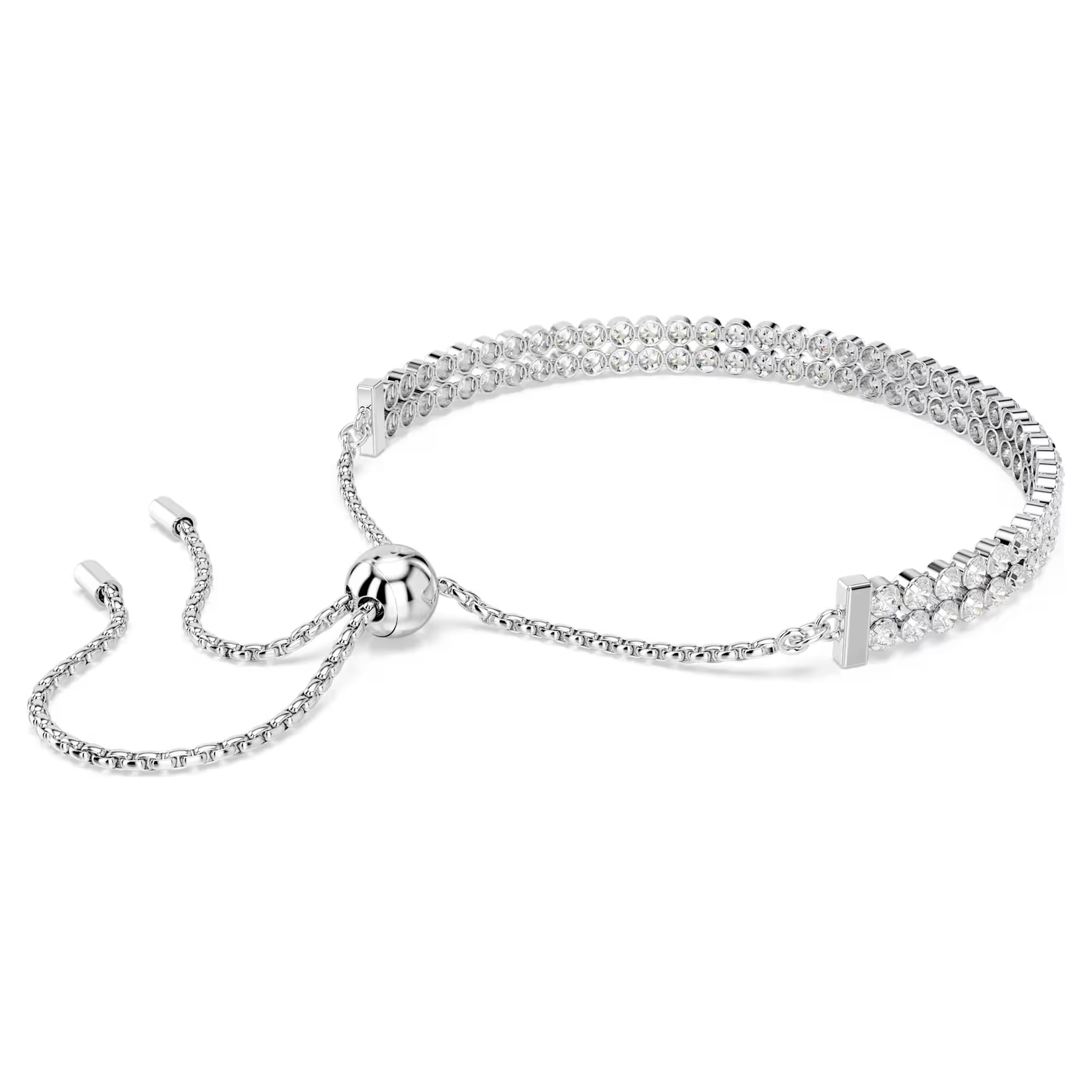 Swarovski Matrix Tennis bracelet Round cut, White, Rhodium plated