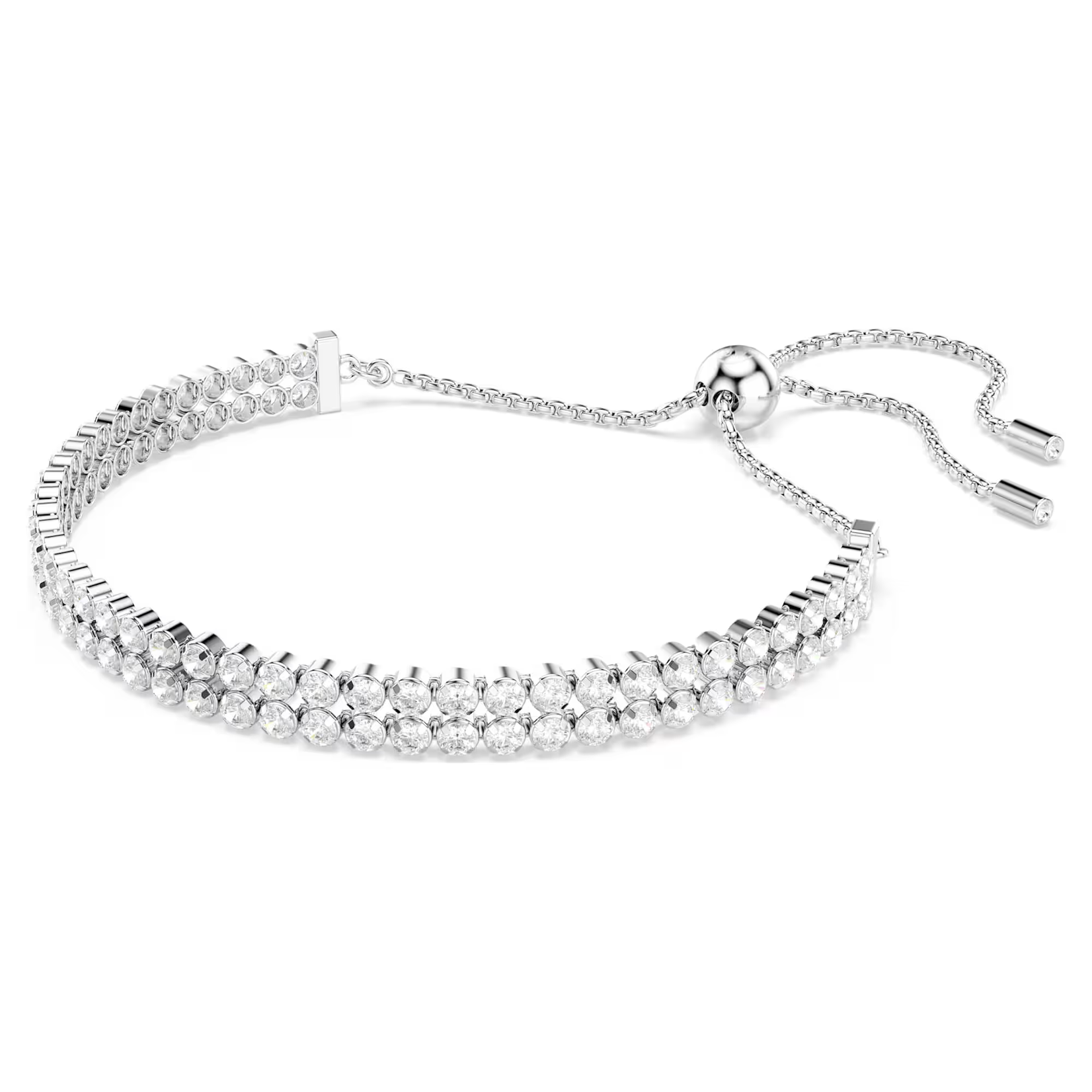 Swarovski Matrix Tennis bracelet Round cut, White, Rhodium plated
