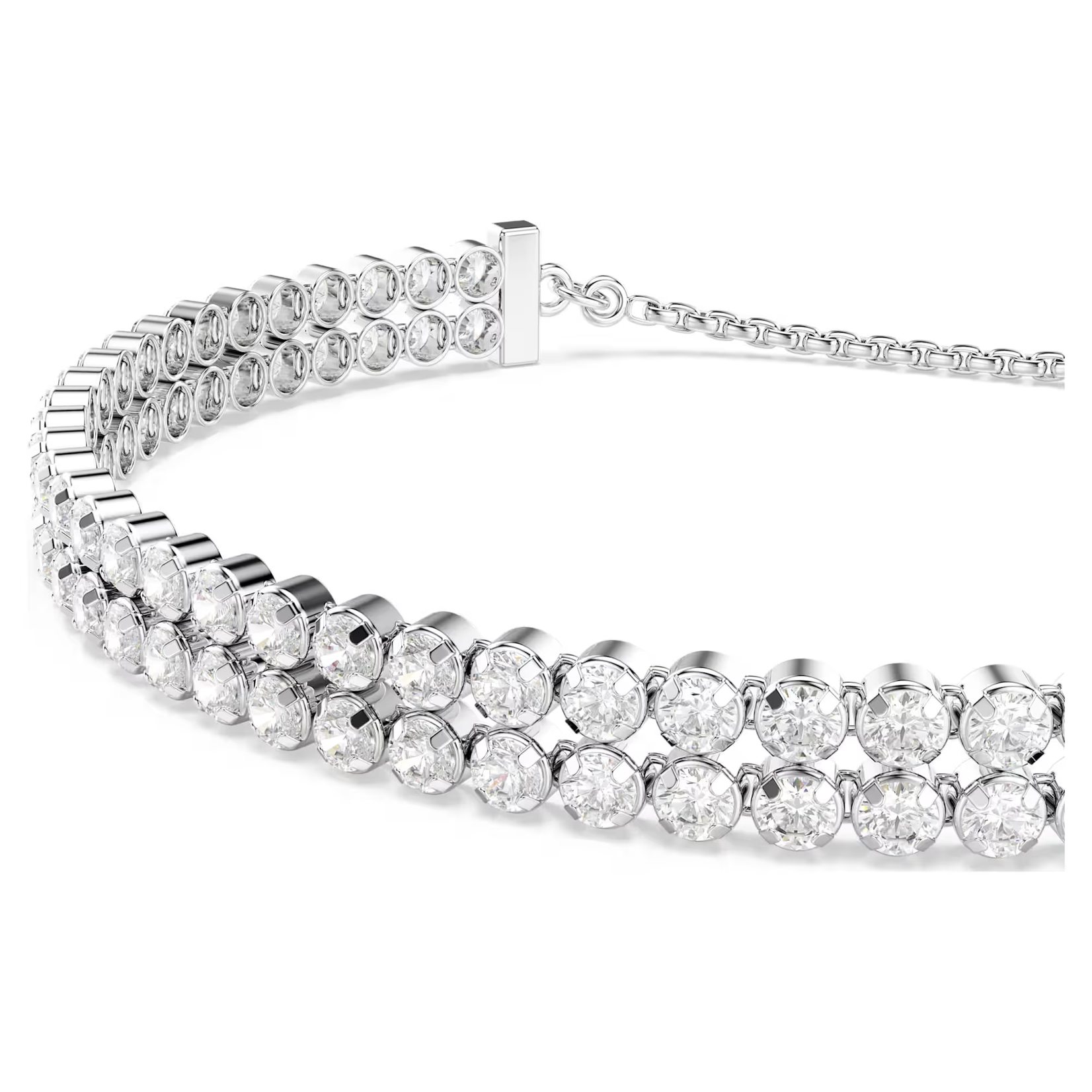 Swarovski Matrix Tennis bracelet Round cut, White, Rhodium plated