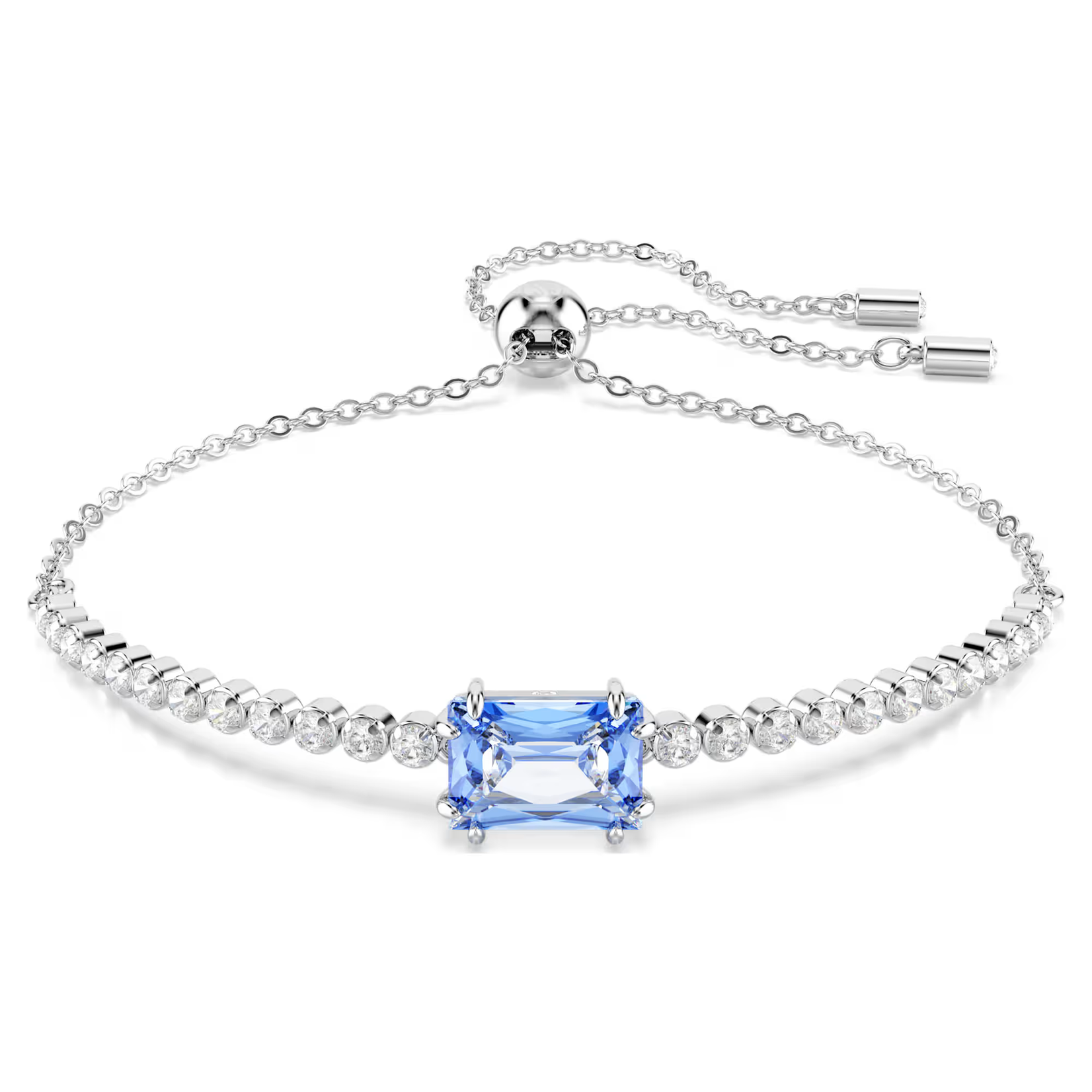 Swarovski  Matrix Tennis bracelet Mixed cuts, Blue, Rhodium plated