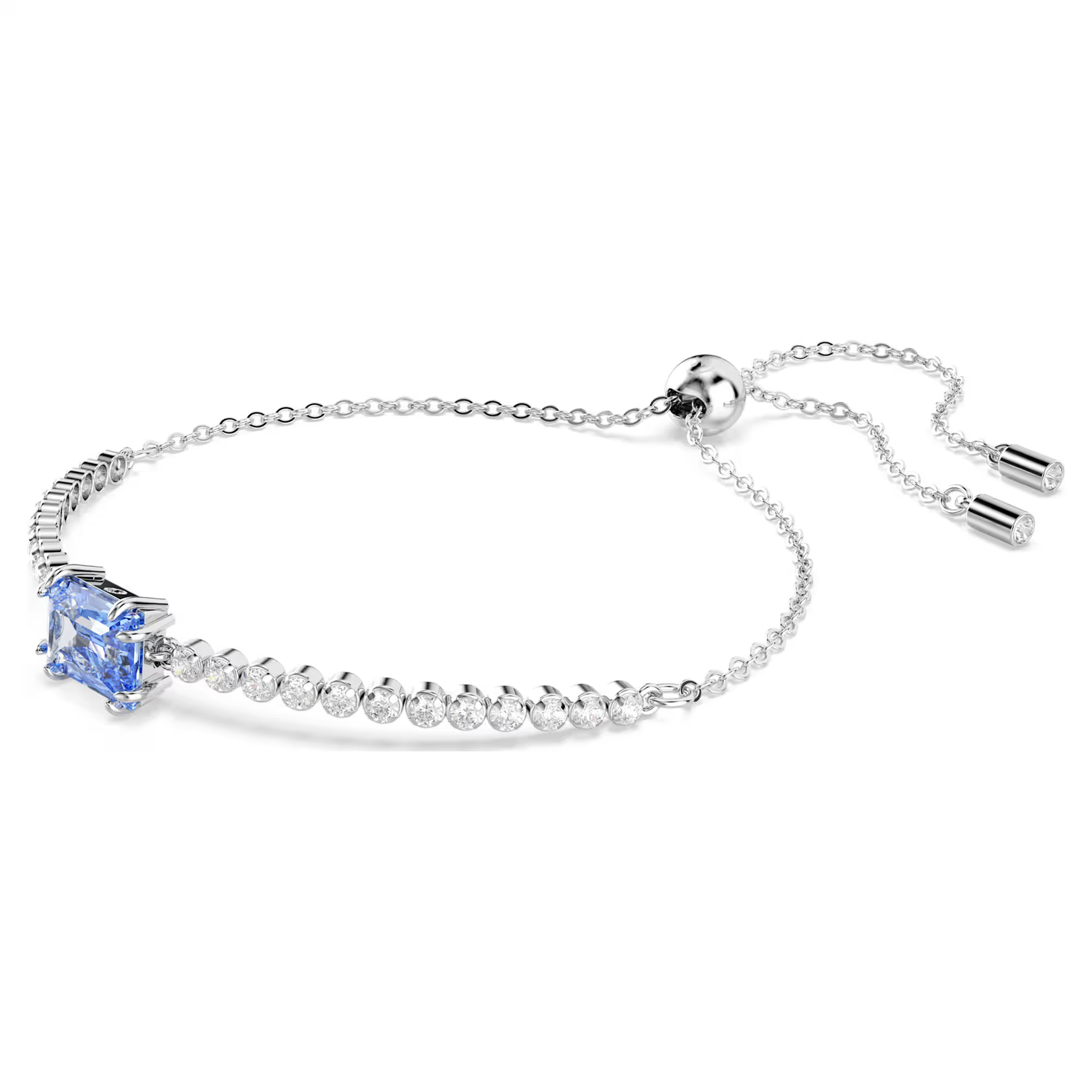 Swarovski  Matrix Tennis bracelet Mixed cuts, Blue, Rhodium plated