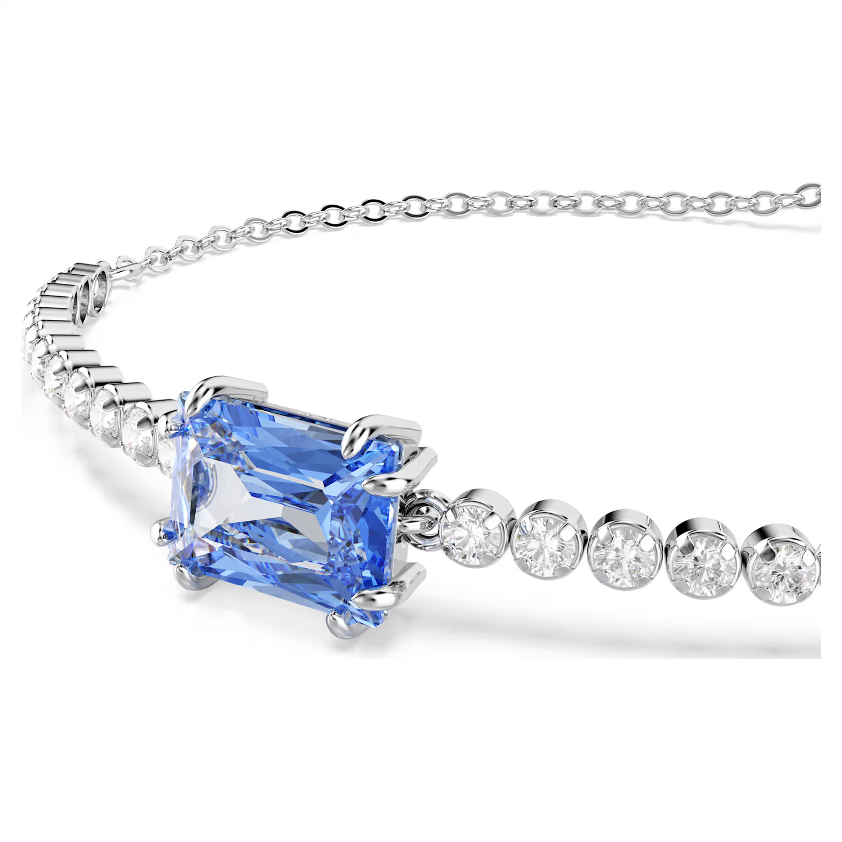 Swarovski  Matrix Tennis bracelet Mixed cuts, Blue, Rhodium plated