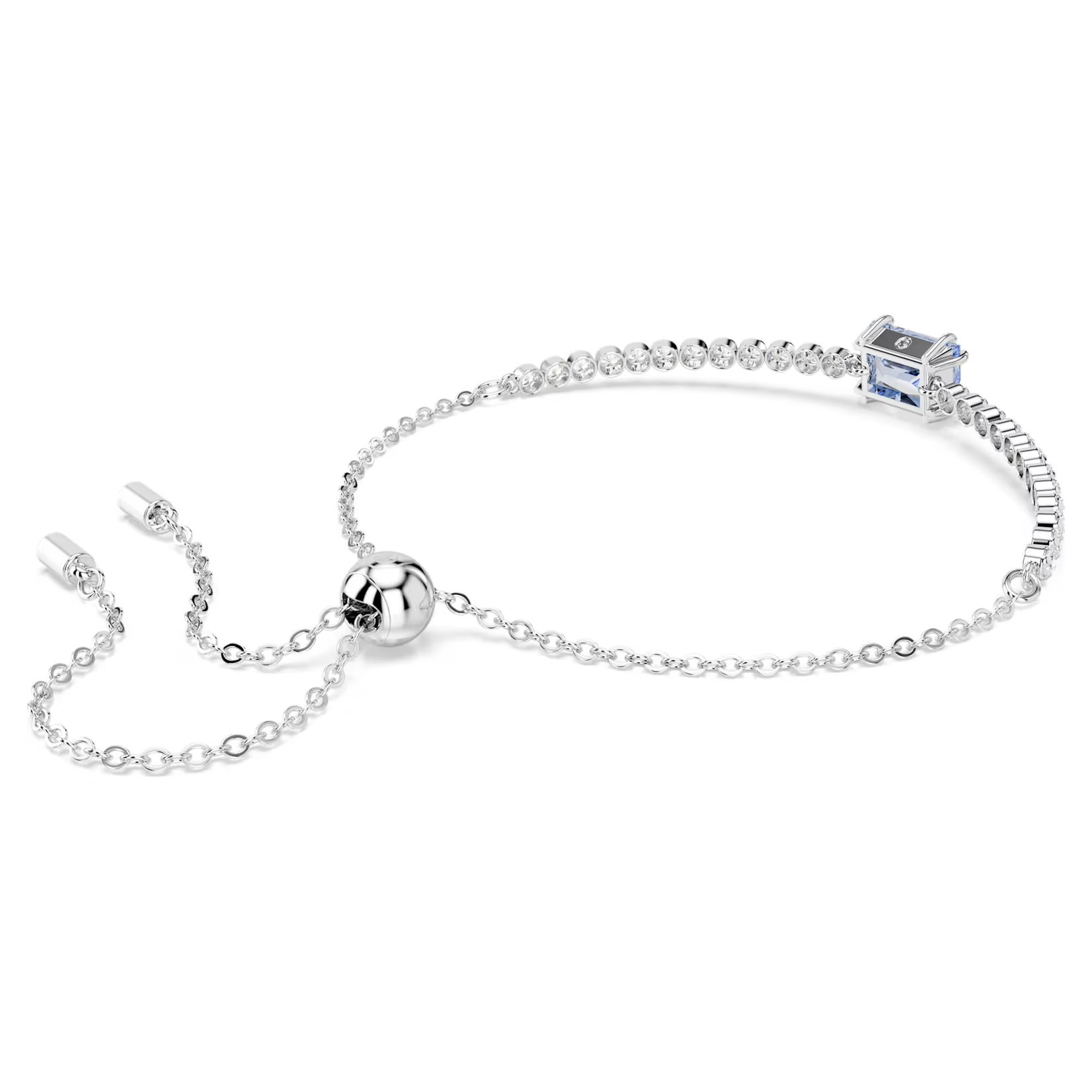 Swarovski  Matrix Tennis bracelet Mixed cuts, Blue, Rhodium plated