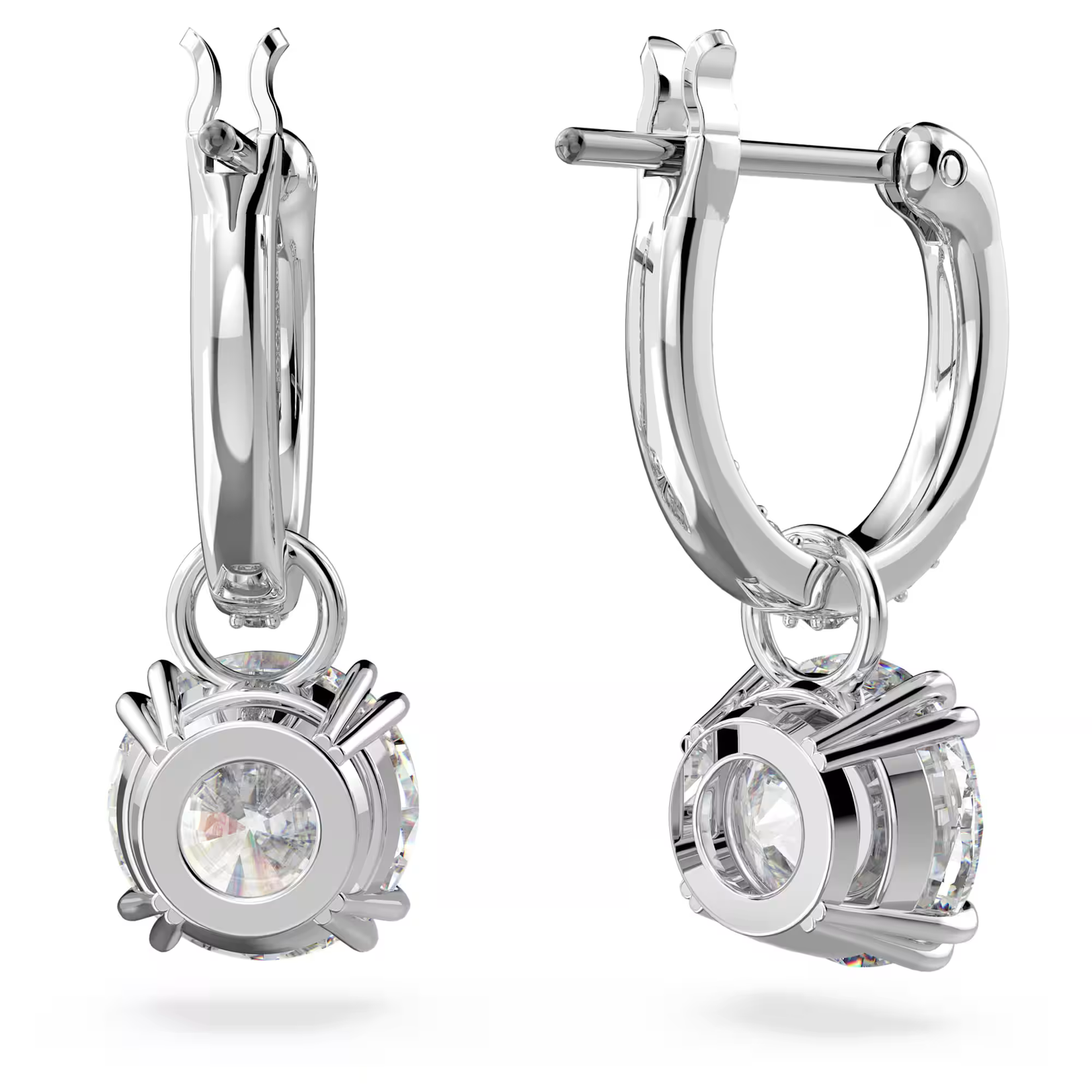 Swarovski Constella drop earrings Round cut, White, Rhodium plated