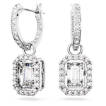 Swarovski Millenia drop earrings Octagon cut, White, Rhodium plated