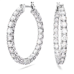 Swarovski Matrix hoop earrings Round cut, White, Rhodium plated