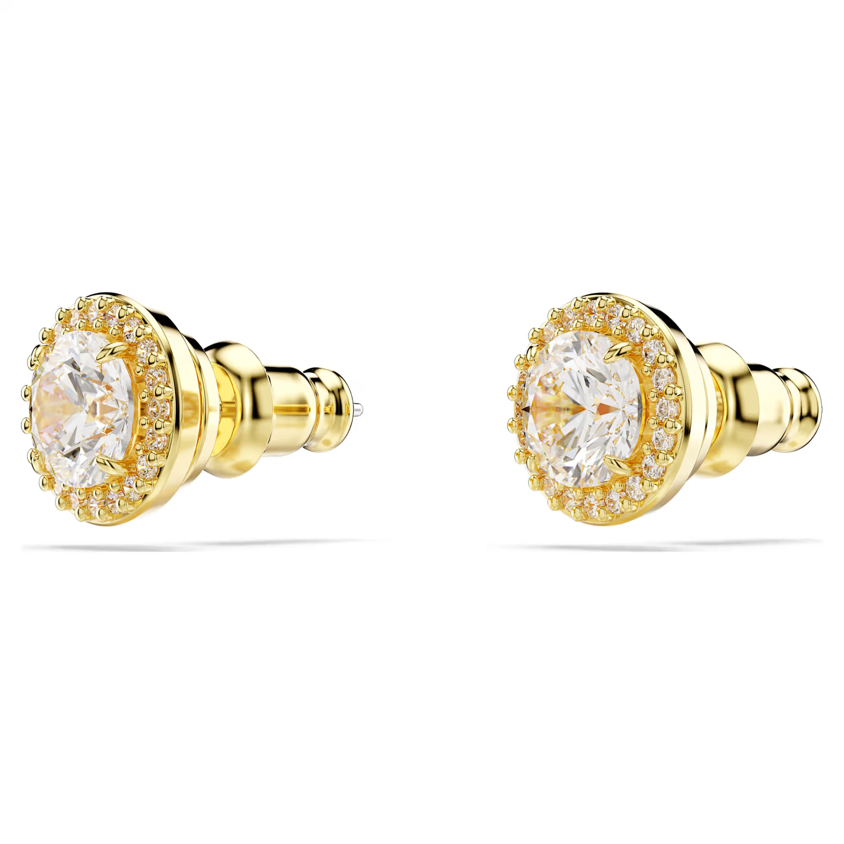 Swarovski Una Angelic stud earrings Round cut, Gold tone, Gold-tone plated
