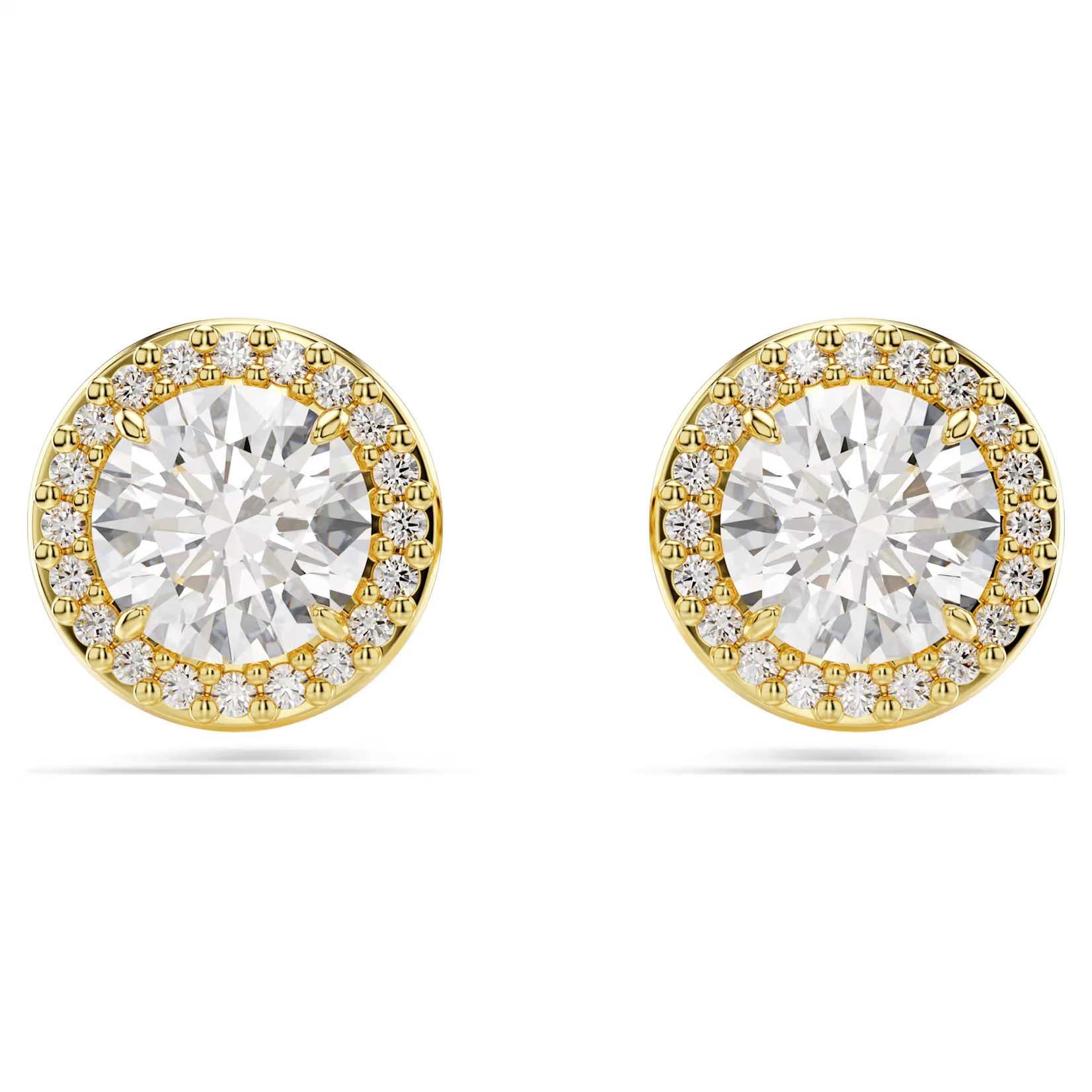 Swarovski Una Angelic stud earrings Round cut, Gold tone, Gold-tone plated