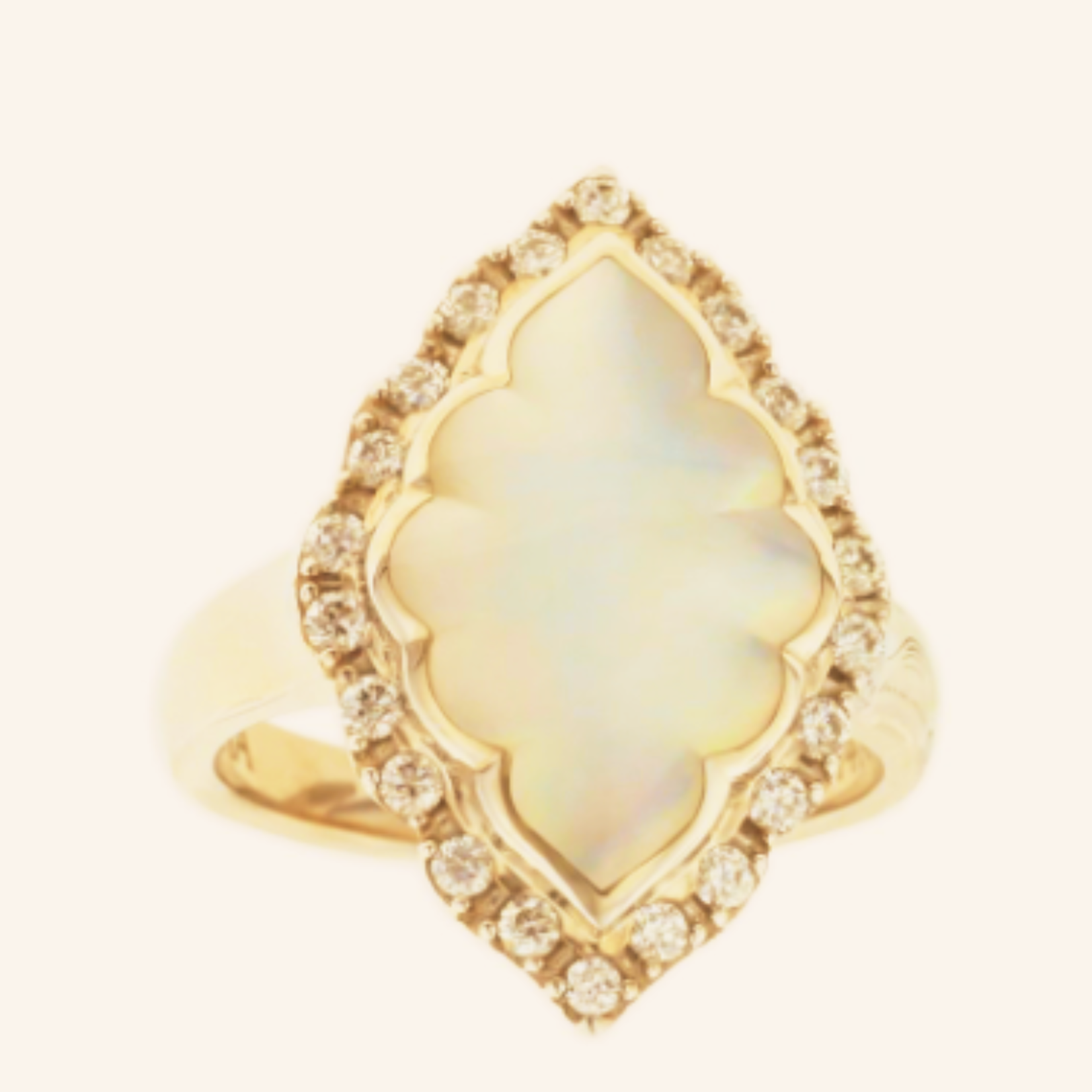 Kabana 14 K Yellow Gold Ring with MOP inlay and diamonds