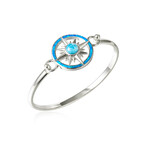 Alamea Alamea Sterling Silver Opal and Larimar Compass Bangle Topper